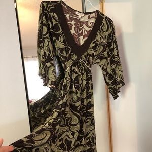 Deep V- neck short Maxi Dress dressy/formal